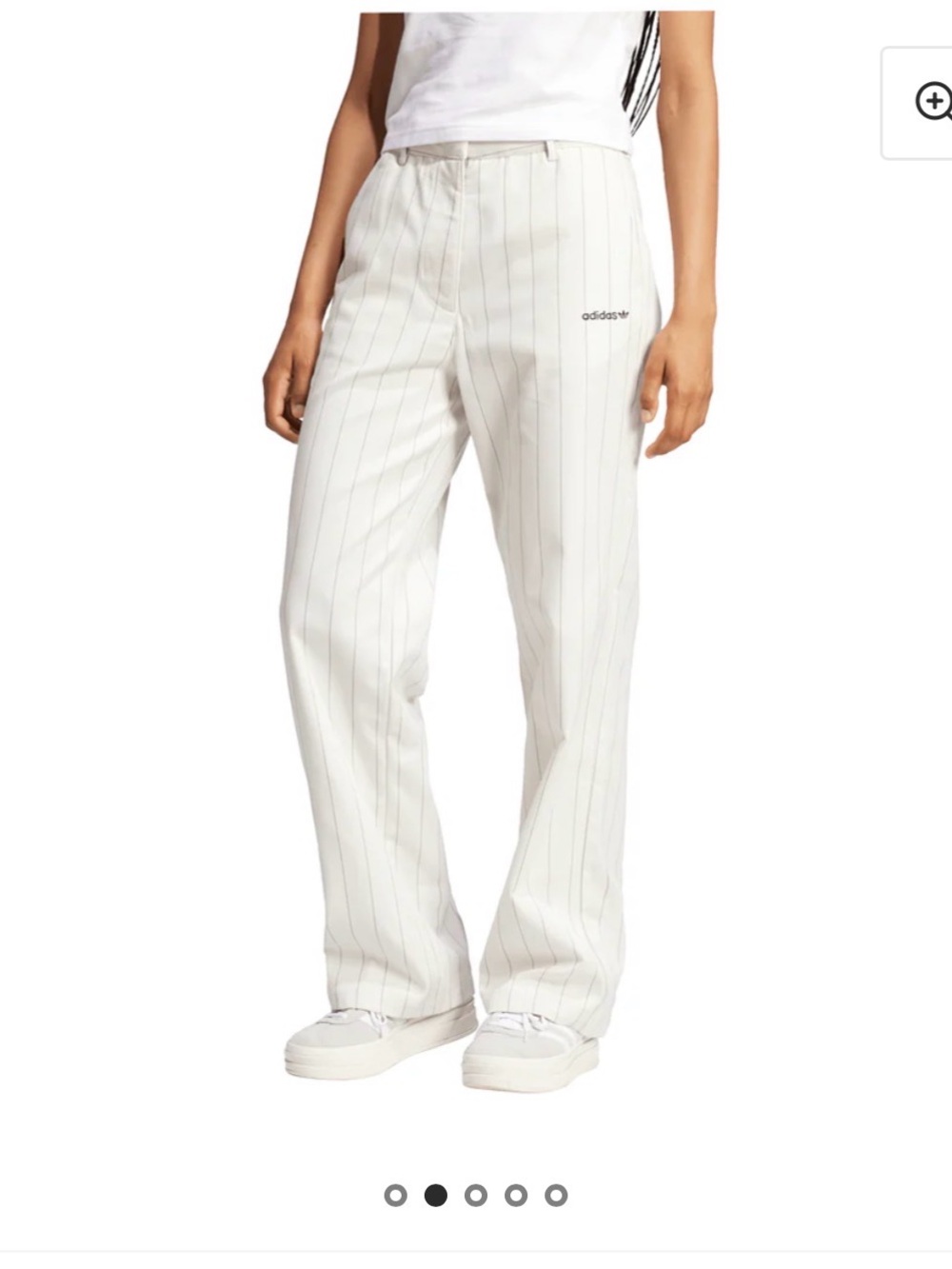 adidas White Pinstripe Wide-Leg Trousers